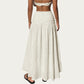 High Waist Textured Maxi Skirt with Smocked Waistband and Flowy A-Line Silhouette