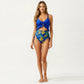 One Piece Swimsuit with Ruffle Trim Front Tie Detail and High Waisted Bottom