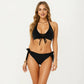 2-Piece Bikini Set with Lace Up Front Tie Top Halter Neck Side Tie Bottom Adjustable Fit