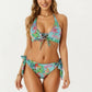 2-Piece Bikini Set with Lace Up Front Tie Top Halter Neck Side Tie Bottom Adjustable Fit