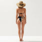 2-Piece Triangle Bikini Set with Color Block Leopard Print Design Tie Side Bottom Halter Top