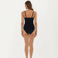 One Piece Swimsuit with Sweetheart Neck Front Drawstring Detail Floral Print Slim Fit