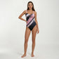One Piece Swimsuit with Sweetheart Neck Front Drawstring Detail Floral Print Slim Fit