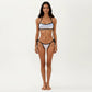 2-Piece Bikini Set with Straight Neck Sporty Top Contrast Trim Design Tie Side Bottom