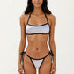 2-Piece Bikini Set with Straight Neck Sporty Top Contrast Trim Design Tie Side Bottom