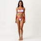2-Piece Bikini Set with Straight Neck Sporty Top Contrast Trim Design Tie Side Bottom