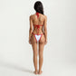 2-Piece Bikini Set with Straight Neck Sporty Top Contrast Trim Design Tie Side Bottom