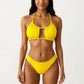 2-Piece Bikini Set with Cutout Scoop Neck Top Adjustable Strap Design High Cut Bottom
