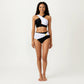 2-Piece Bikini Set with Cross Front Strap Color Block Top Cutout Detail High Waisted Bottom