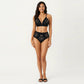 2-Piece Bikini Set with Scalloped Trim Laser Cut Design Triangle Top High Waisted Bottom