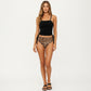 2-Piece Tankini Swimsuit Set with Square Neck Camisole Top High Waisted Leopard Print Bottom