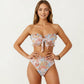 2-Piece Strapless Bandeau Bikini Set with Front Tie Knot Top High Waisted Ruffle Trim Bottom