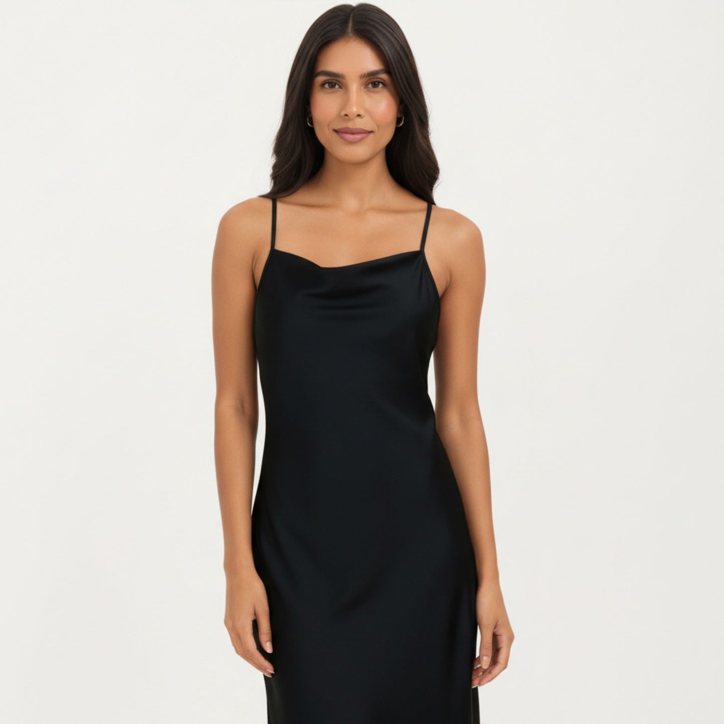 Long Slip Sleep Dress Adjustable Strap Midi Nightgown Lightweight Relaxed Fit Sleepwear
