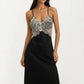 Lace Trim Midi Sleep Dress Adjustable Strap Nightgown Lightweight Relaxed Fit Sleepwear