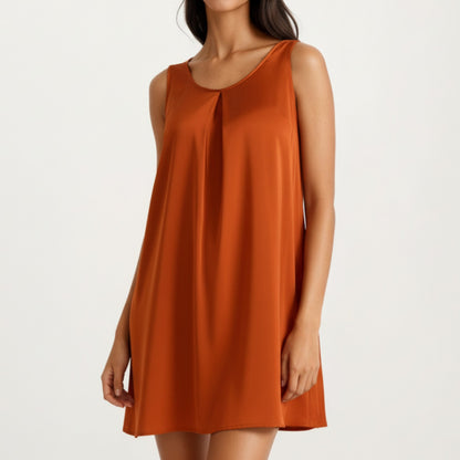 Sleeveless Sleep Dress with Pleated Front Detail Relaxed Fit Lightweight Nightgown