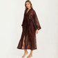 Long Length Open Front Robe with Wide Sleeves Printed Lightweight Flowing Lounge Layer