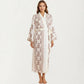 Long Length Open Front Robe with Wide Sleeves Printed Lightweight Flowing Lounge Layer