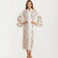 Long Length Open Front Robe with Wide Sleeves Printed Lightweight Flowing Lounge Layer