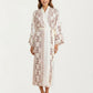 Long Length Open Front Robe with Wide Sleeves Printed Lightweight Flowing Lounge Layer
