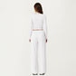 Long Sleeve Wrap Front Crop Top with Tie Waist V Neck Fitted Stretch Knit Shirt