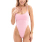 High Cut One Piece Swimsuit with Scoop Neck Design