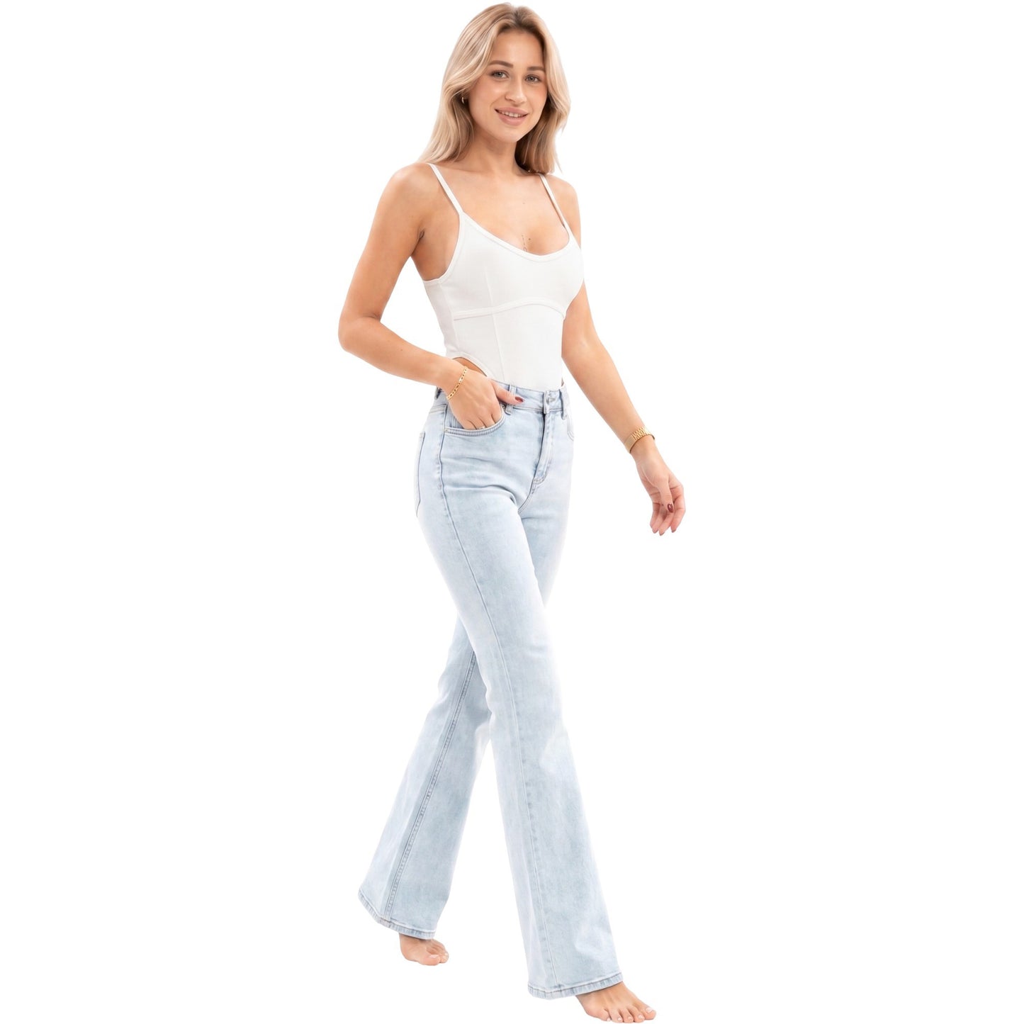 High Cut One Piece Swimsuit with Scoop Neck Design