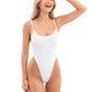 High Cut One Piece Swimsuit with Scoop Neck Design