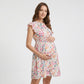 Floral Maternity Dress with Flutter Sleeves and Empire Waist