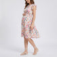 Floral Maternity Dress with Flutter Sleeves and Empire Waist