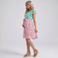 Flutter Sleeve Maternity Dress with Floral Skirt and Tie Waist