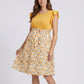 Flutter Sleeve Maternity Dress with Floral Skirt and Tie Waist