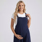 Maternity Overall Romper with Pleated Front and Button Strap Details