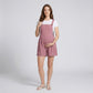 Maternity Overall Romper with Pleated Front and Button Strap Details