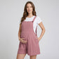Maternity Overall Romper with Pleated Front and Button Strap Details