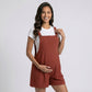 Maternity Overall Romper with Pleated Front and Button Strap Details