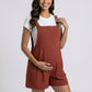 Maternity Overall Romper with Pleated Front and Button Strap Details