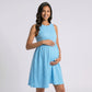 Sleeveless Maternity Mini Dress with Textured Knit Bodice and Flared Skirt