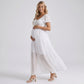 Puff Sleeve Maternity Maxi Dress with Button Front and Tie Detail