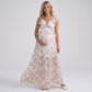 Floral Maternity Maxi Dress with Ruffle Sleeves and Empire Waist