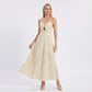 Polka Dot Maxi Dress with Tie Front Cutout and Tiered Skirt