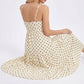Polka Dot Maxi Dress with Tie Front Cutout and Tiered Skirt