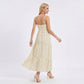 Polka Dot Maxi Dress with Tie Front Cutout and Tiered Skirt