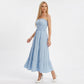 Strapless Smocked Maxi Dress with Tiered Skirt and Ruffle Trim