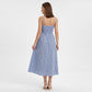 Gingham Midi Dress with Twist Front Bodice and Spaghetti Straps