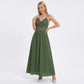 Lace Waist Maxi Dress with Spaghetti Straps and Surplice V Neck Bodice