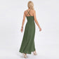 Lace Waist Maxi Dress with Spaghetti Straps and Surplice V Neck Bodice