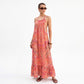 Halter Maxi Dress with Open Back Tie Detail and Ruffle Hem