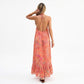 Halter Maxi Dress with Open Back Tie Detail and Ruffle Hem