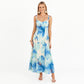 Floral Maxi Dress with Sweetheart Bodice and Smocked Back
