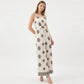 Printed Wide Leg Jumpsuit with Spaghetti Straps and Smocked Back